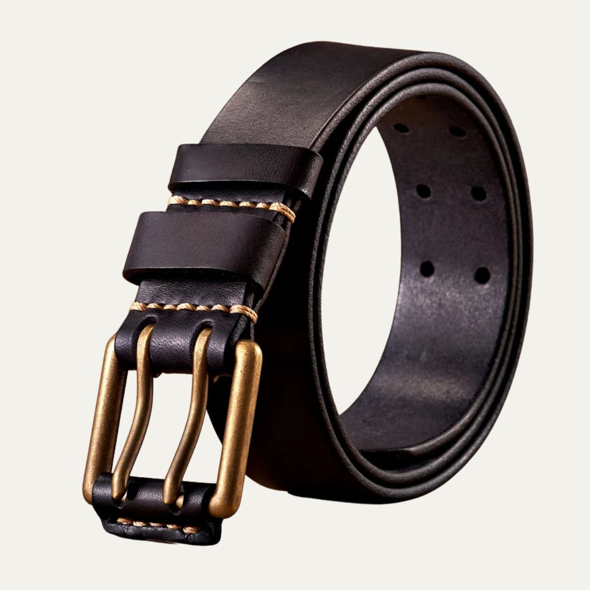 Classic Wide Leather Double Buckle Belt - OutfitLondon