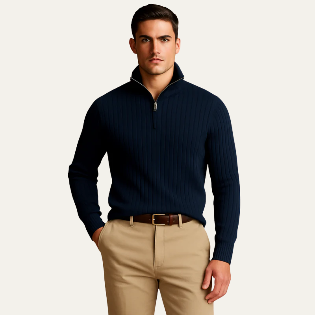 Men's Thermal Quarter Zip Fleece Sweater