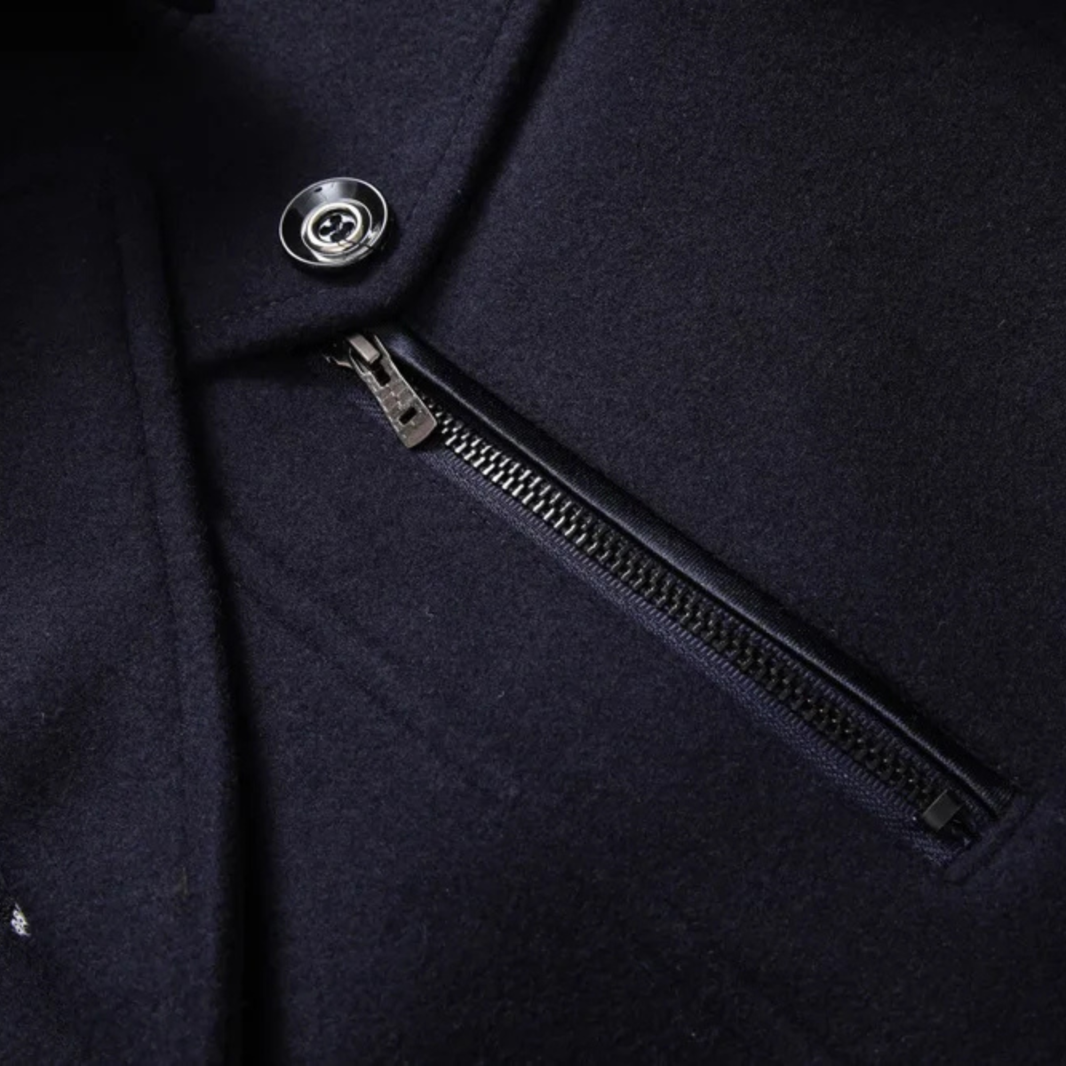 Classic Men's Wool Long Overcoat with Lapel Collar