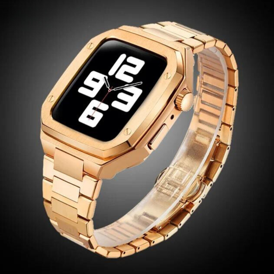 Stainless Steel Apple Watch Mod Rubber Band Shock Resistant Design