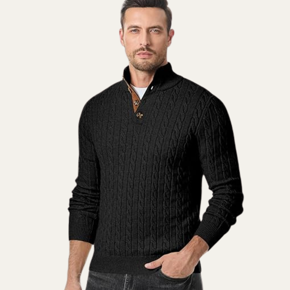 Classic Men's Cable Crew Neck Sweater