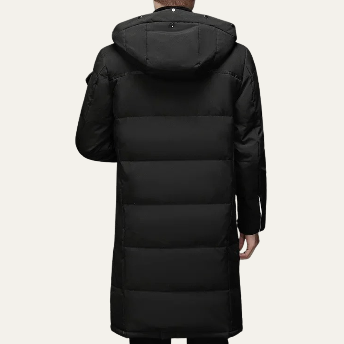 Warm Men's Black Parka Puffer Jacket with Hood