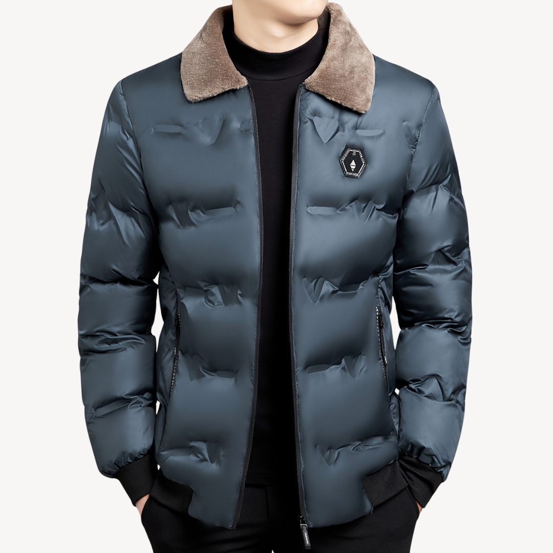 Warm Waterproof Mens Coat with Faux Fur Hood