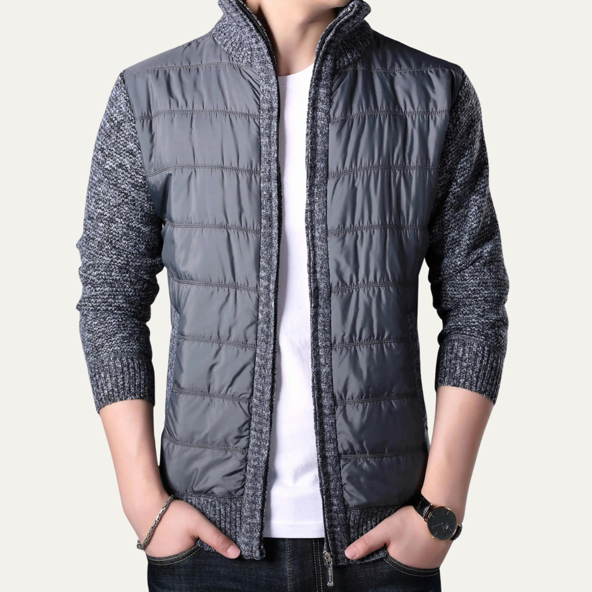 Warm Men's Zip Up Puffer Jacket