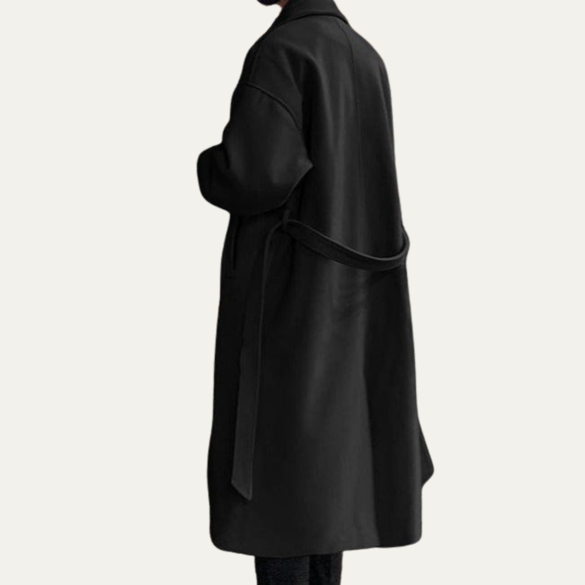 Classic Tan Wool Overcoat for Men with Belt