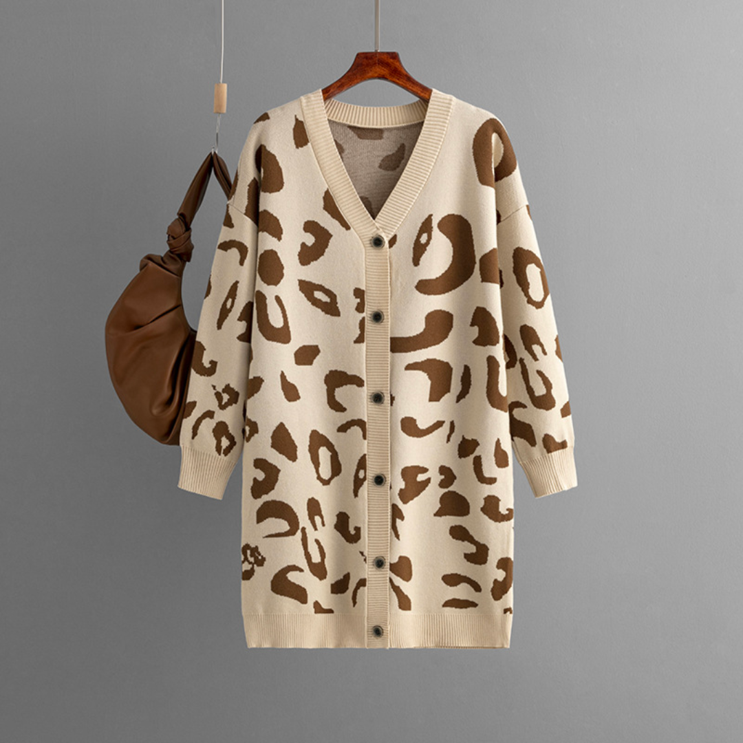 Cozy Animal Print Women's Cardigan