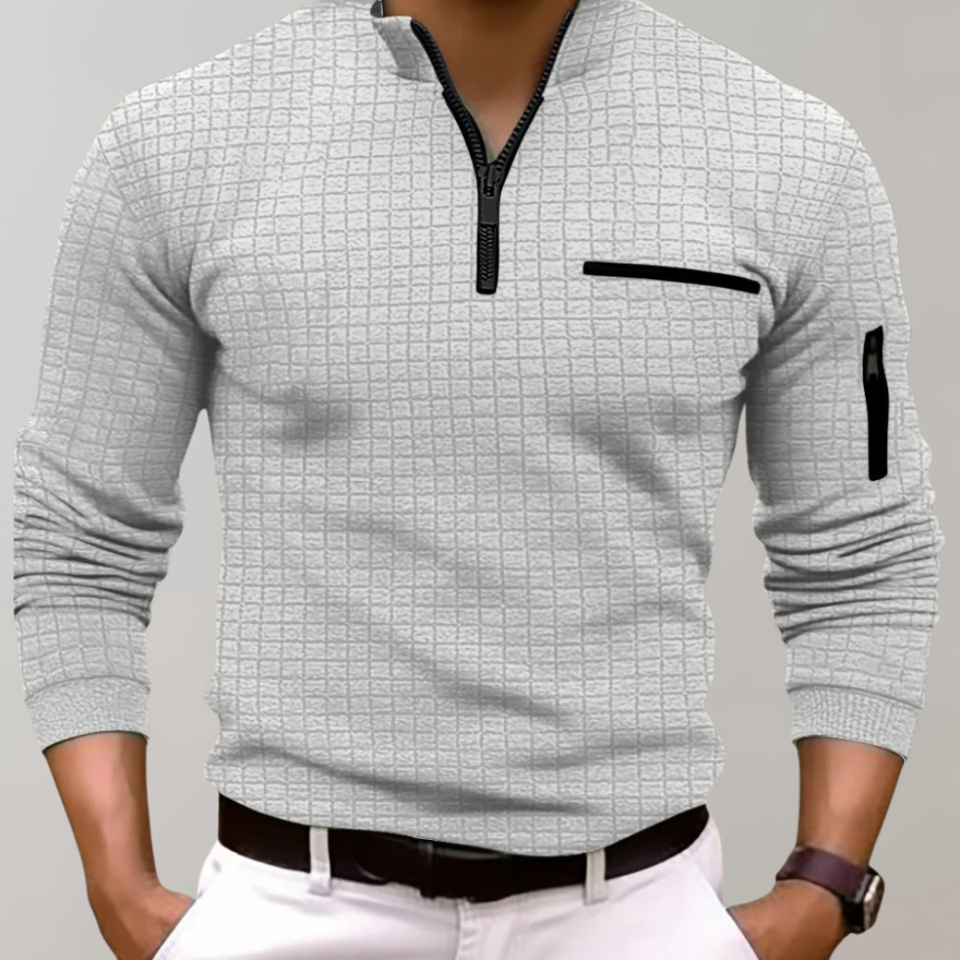 Men's Textured Zip Up Fleece Jacket