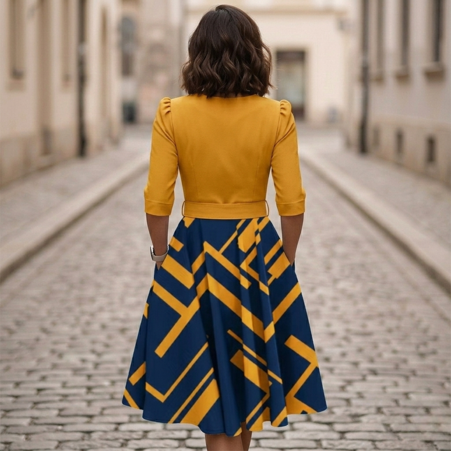 Casual Printed Midi Dress for Women