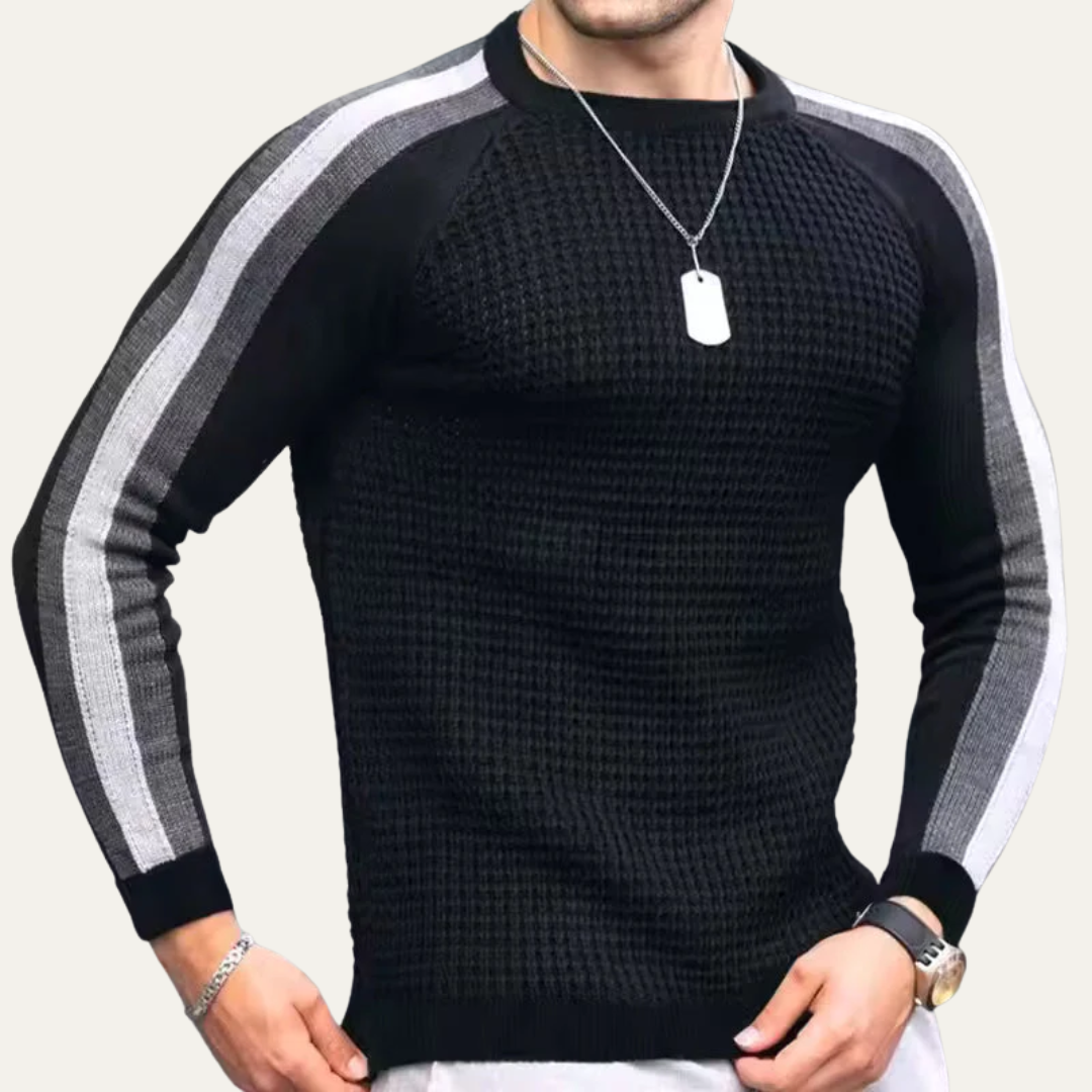 Men's Classic Fit Striped Crew Neck Sweater - OutfitLondon