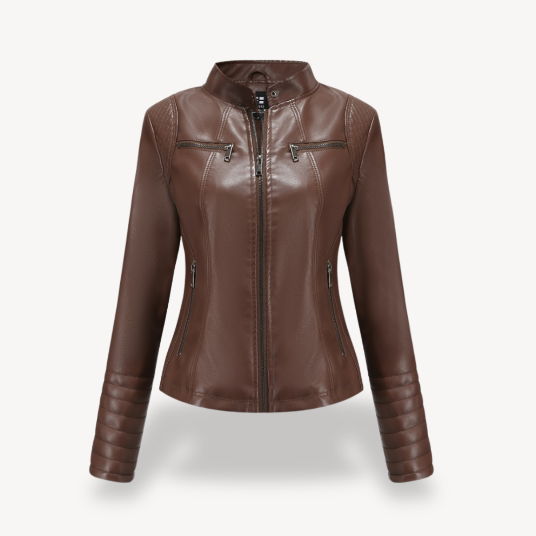 Vintage Style Faux Leather Biker Jacket for Women