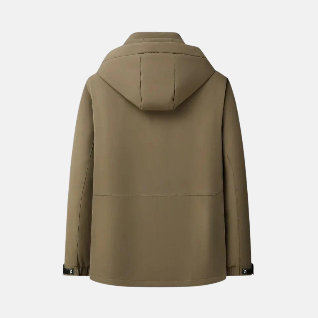 Warm Men's Puffer Coat with Hood and Zip Front