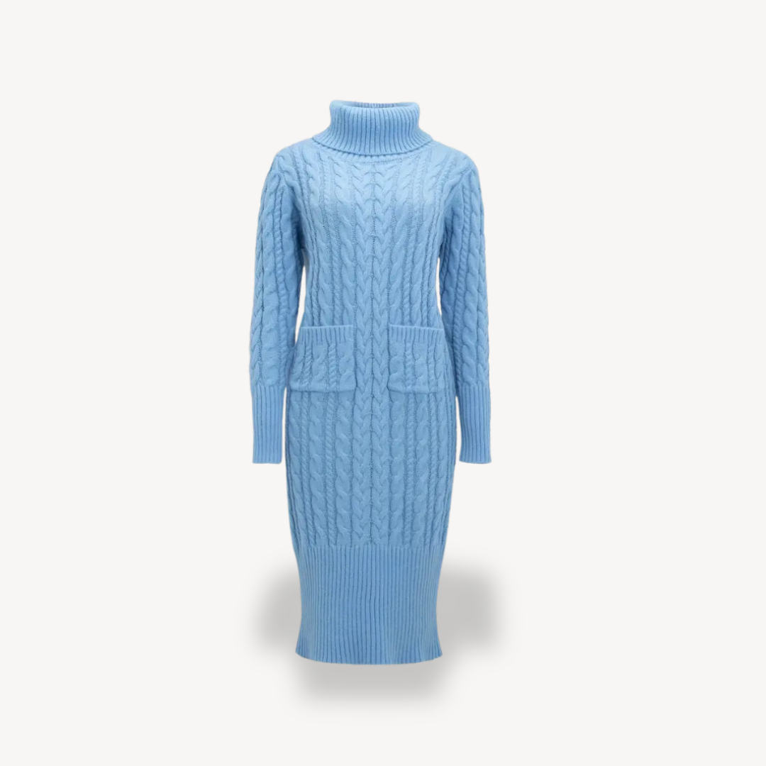 Cozy Cable Crew Neck Sweater Dress