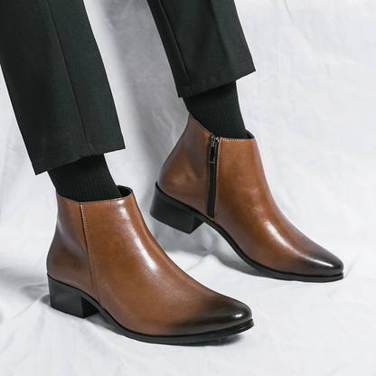 Elegant Men's Leather Ankle Dress Boots