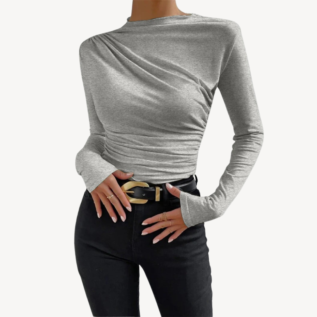 Fashionable Side Ruched Women's Blouse - OutfitLondon