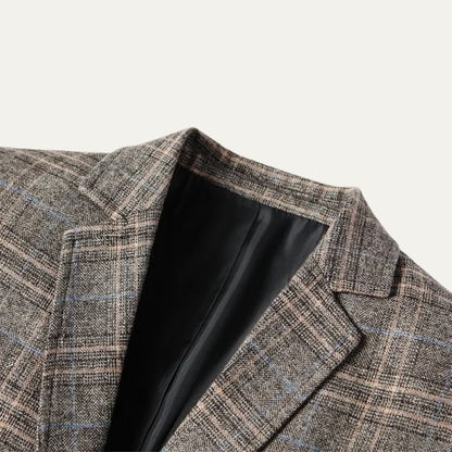 Stylish Mens Plaid Slim Fit Blazer Jacket