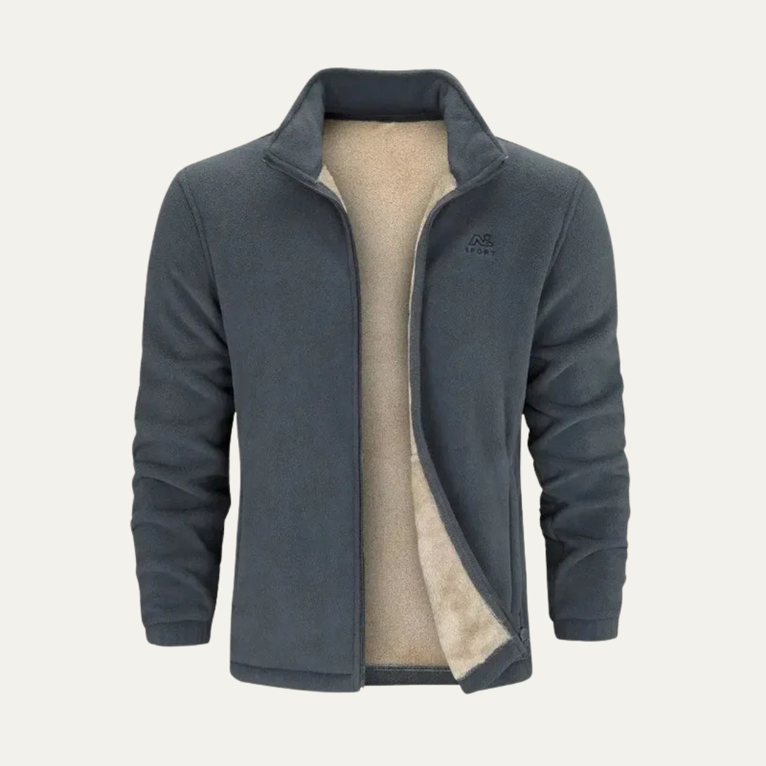 Men's Warm Fleece Zipper Jacket with High Collar