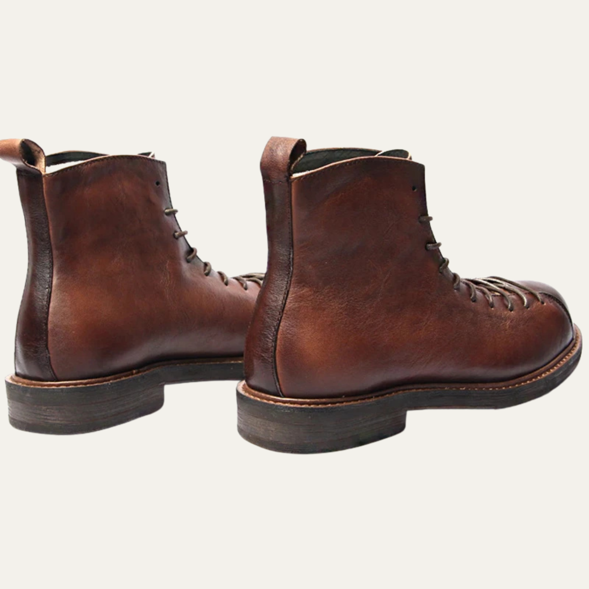 Rugged Men's Hiking Brown Leather Lace Boots