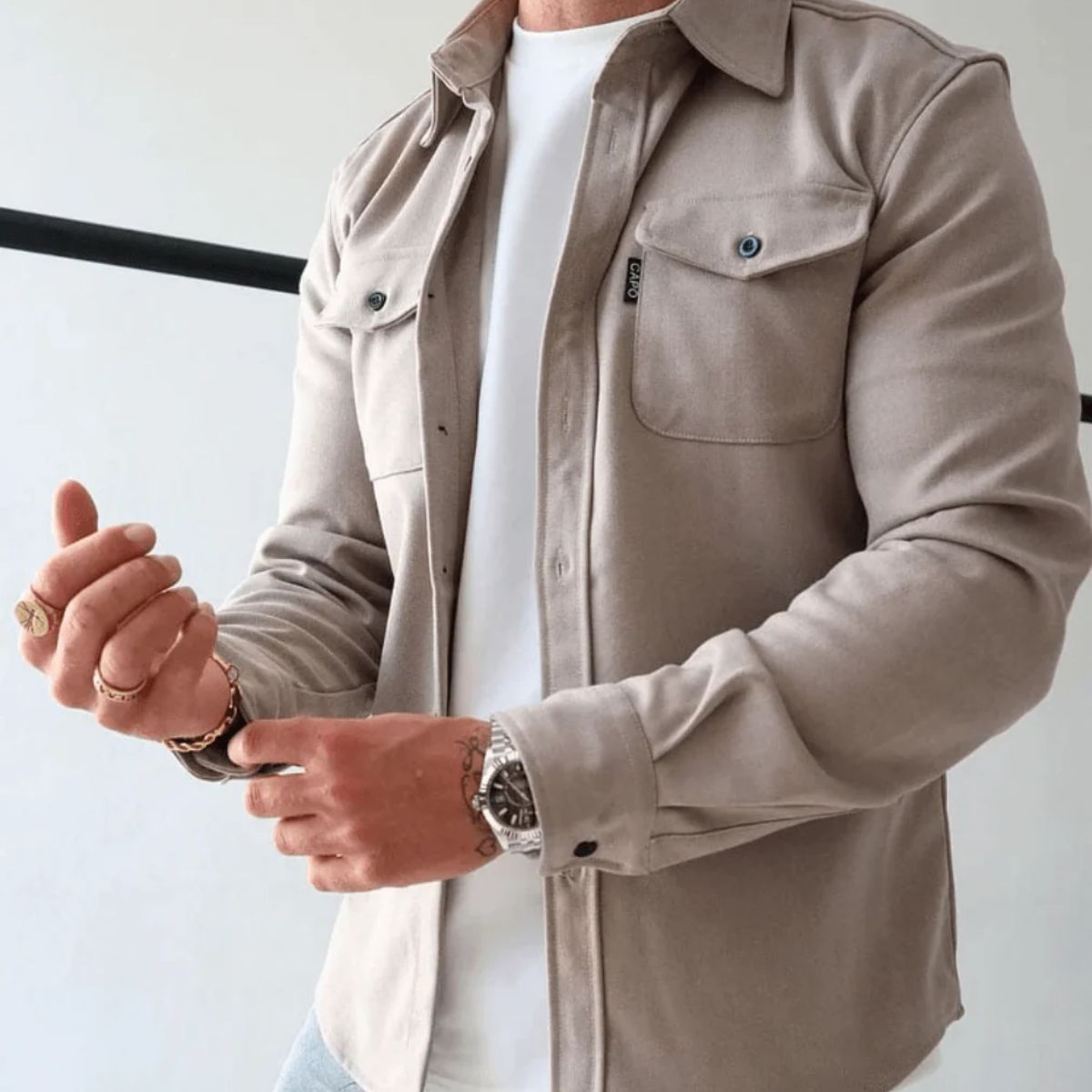 Relaxed Fit Mens Casual Shirt Jacket