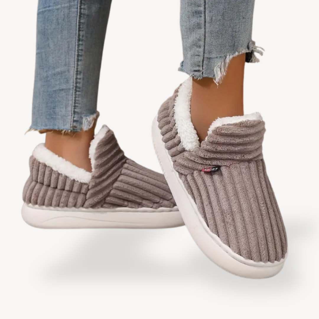 Cozy Women's Plush Insulated Corduroy Slippers Boots - OutfitLondon