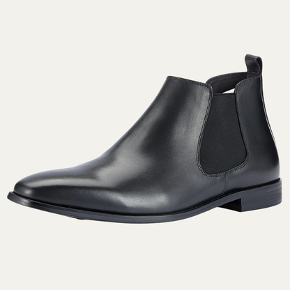 Sleek Men's Black Leather Chelsea Ankle Boots