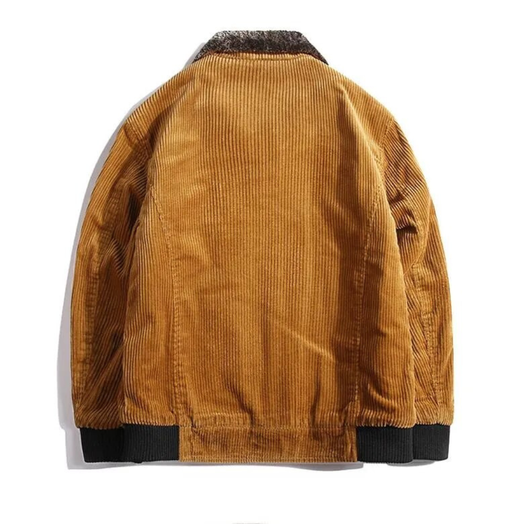 Soft Men's Textured Bomber Jacket with Fleece Collar
