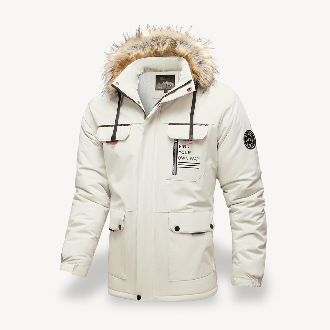 Warm Waterproof Puffer Coat with Removable Fur Hood