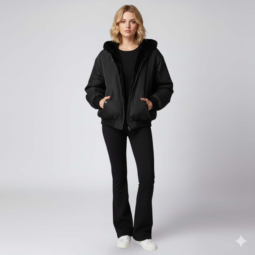 Warm Reversible Puffer Jacket for Women