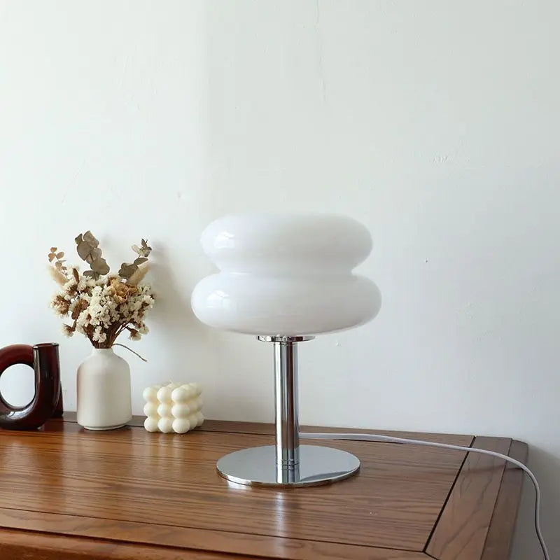 Modern Glass LED Desk Lamp with Sculpted Shade