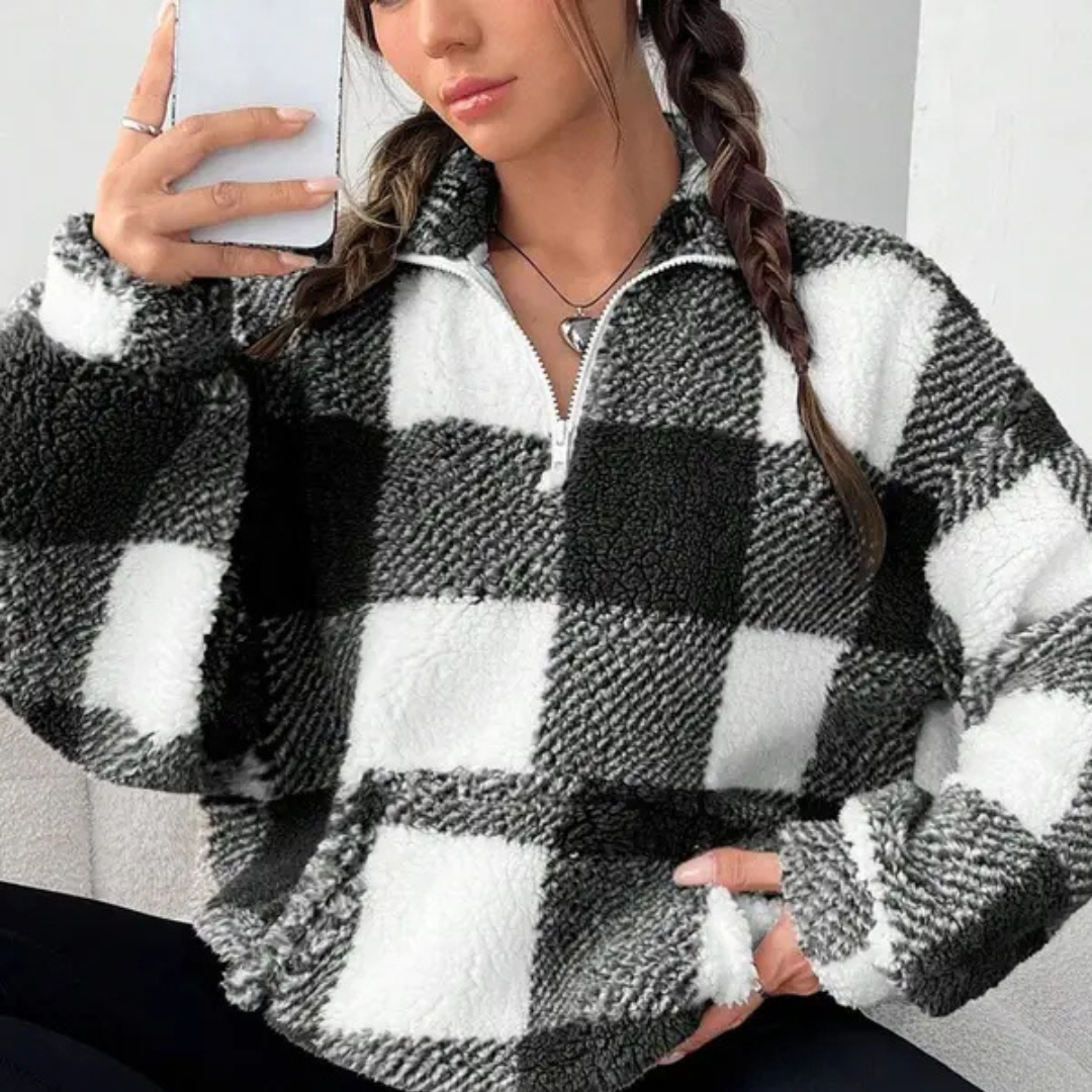 Stylish Plaid Long Sleeve Pullover Sweater