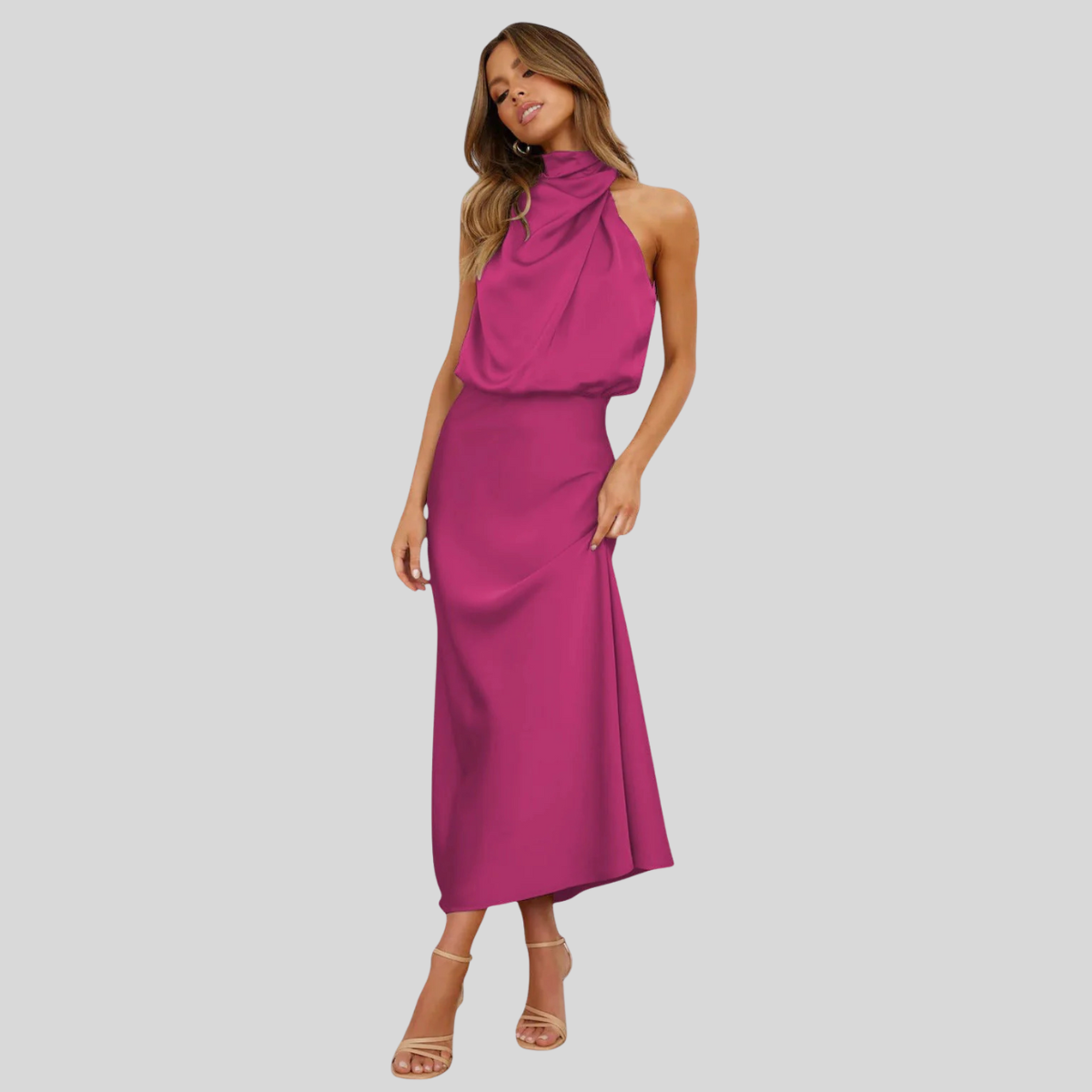 Elegant Satin Neckline Party Dress