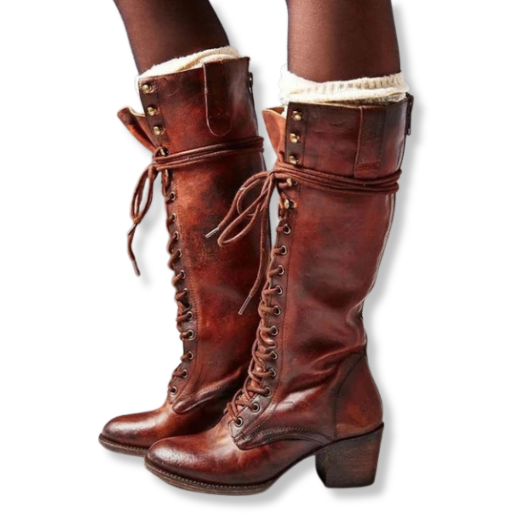 Chic Lace-Up Block Heel Boots