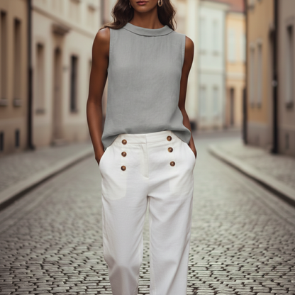 Elegant Tank Top Round Neck Office blouse