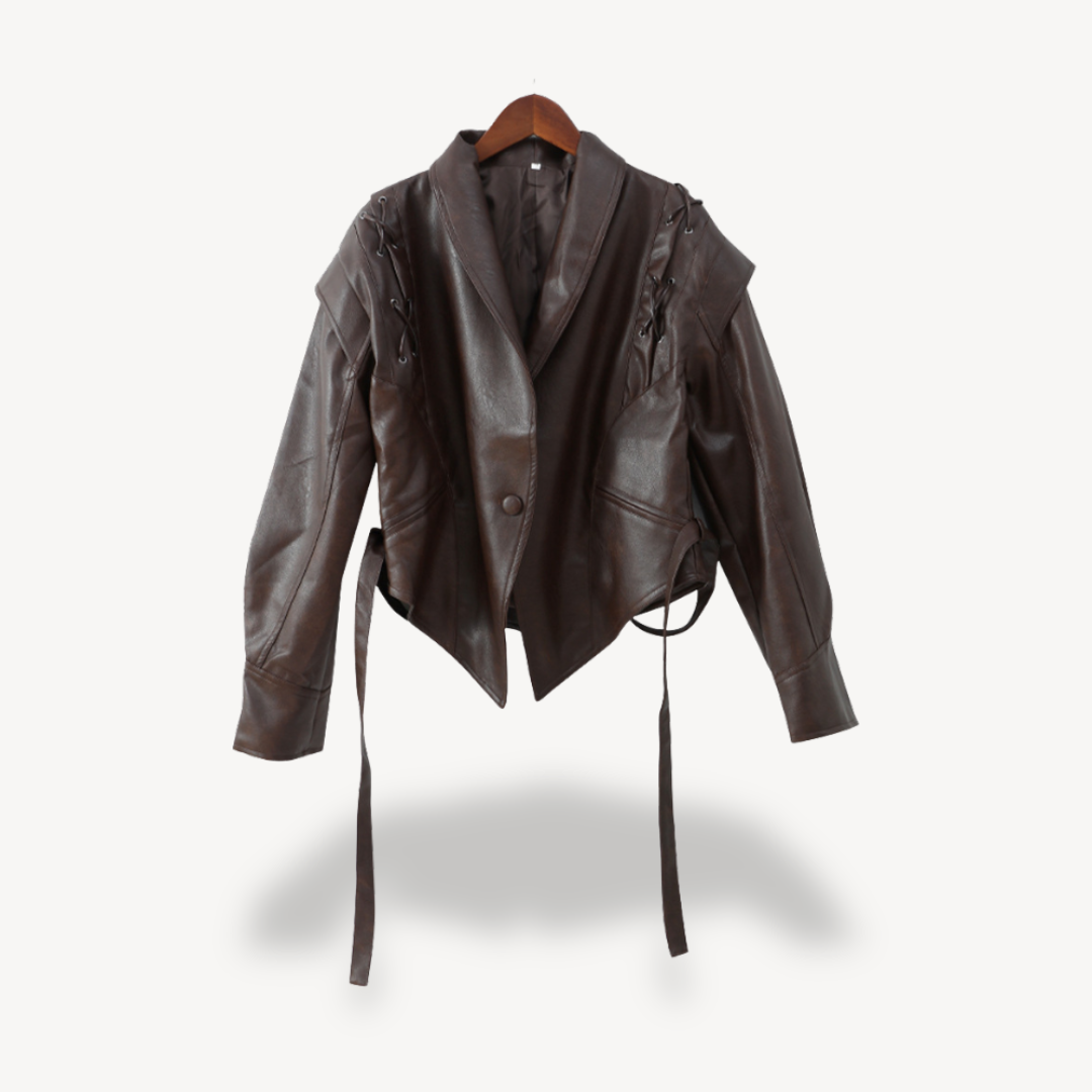 Warm Faux Leather Padded Jacket for Ladies
