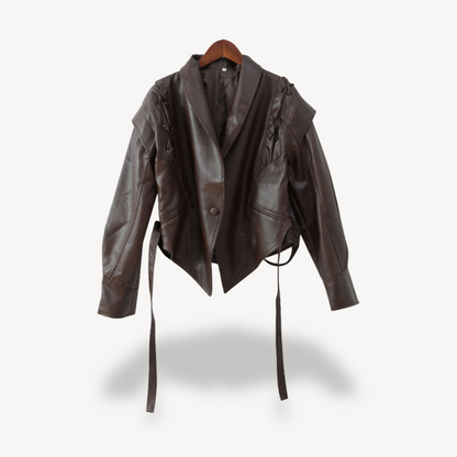 Warm Faux Leather Padded Jacket for Ladies