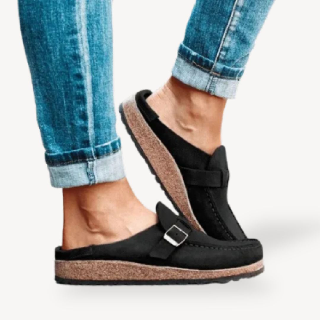 Soft Leather Adjustable Slip On Shoes for Women