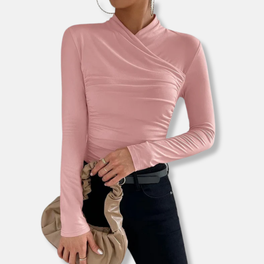 Comfortable Ruffled Neck Long Sleeve Women's Blouse