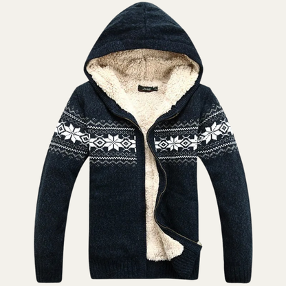 Warm Nordic Pattern Men's Zip Up Sweater Jacket