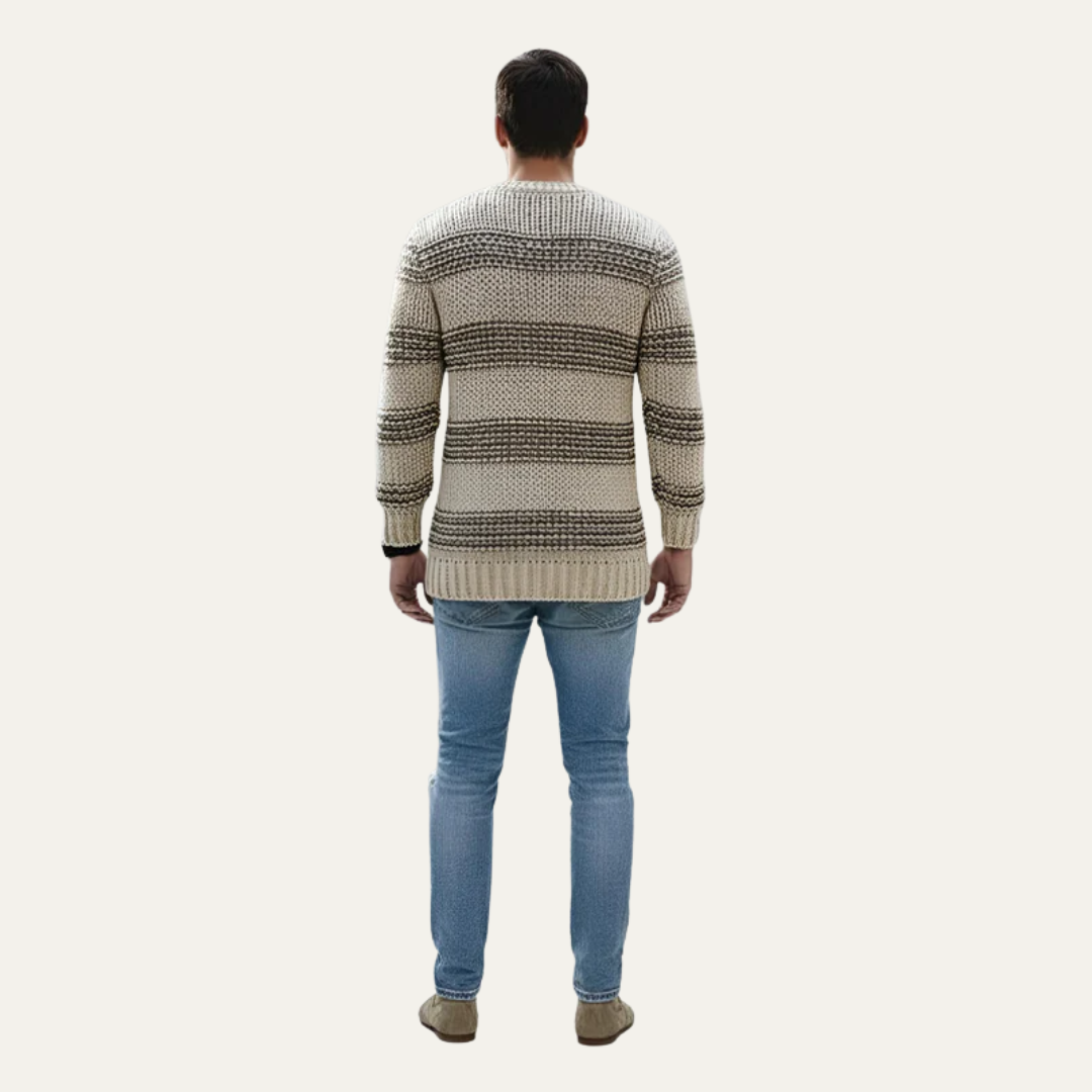 Thick Horizontal Stripe Crew Neck Sweater