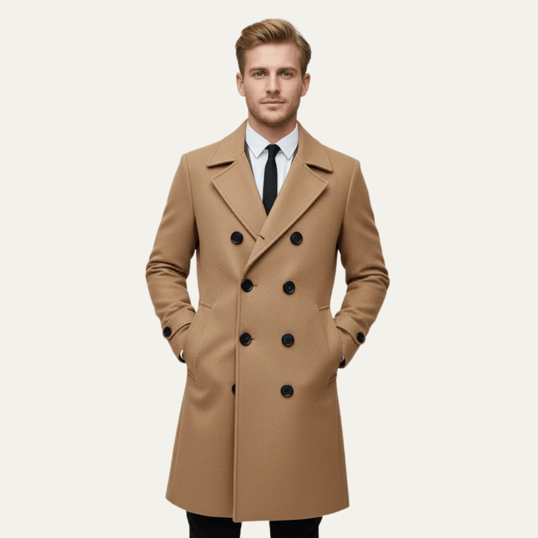 Classic Fit Double Breasted Wool Overcoat - OutfitLondon