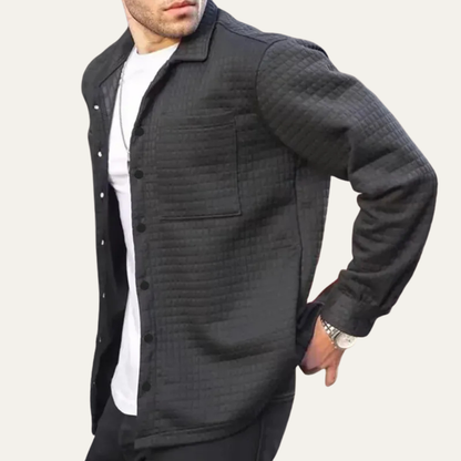 Men's Grid Pattern Padded Shirt Jacket