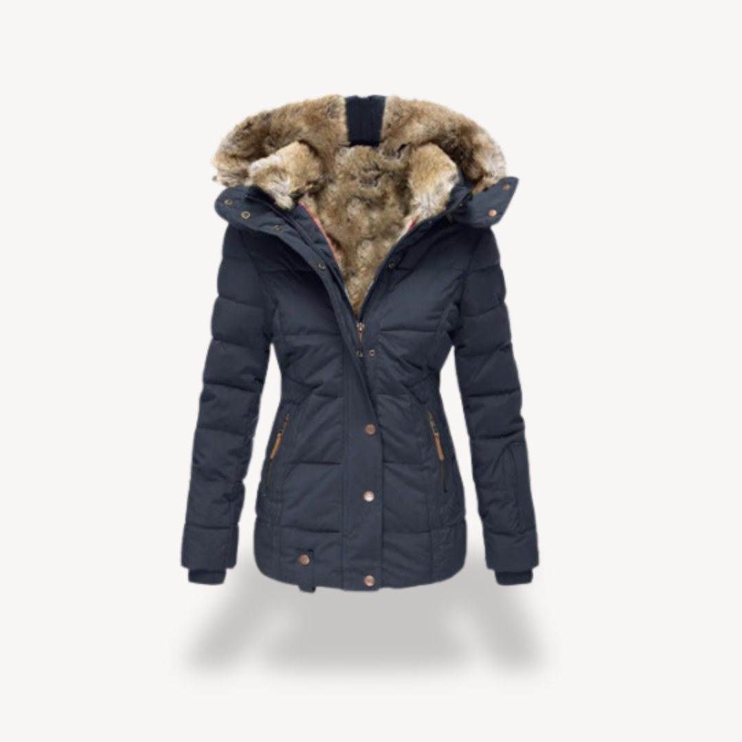 Ladies' Down Parka with Fake Fur Trim