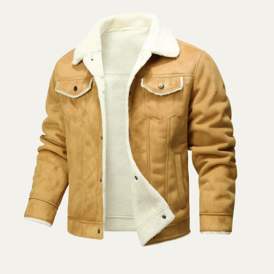 Warm Faux Leather Trucker Coat