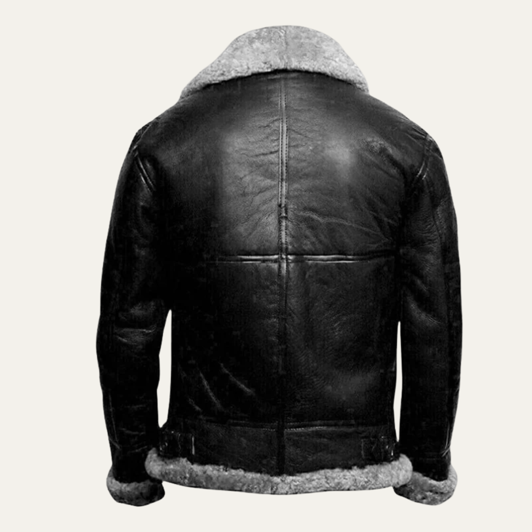 Men's Luxury Faux Leather Aviator Coat