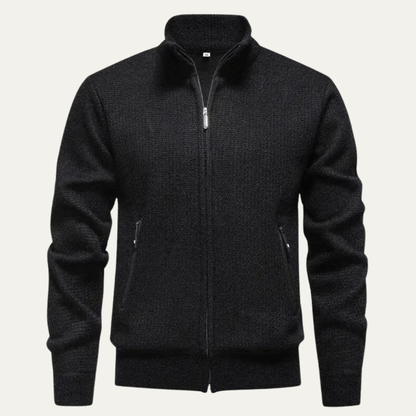 Relaxed Fit Men's Knit Zipper Cardigan Sweater