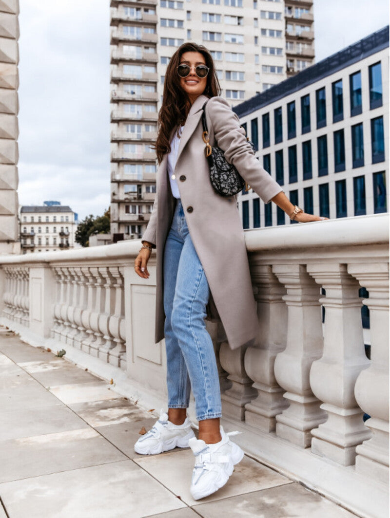 Timeless Ladies Raincoat with Button Down Front
