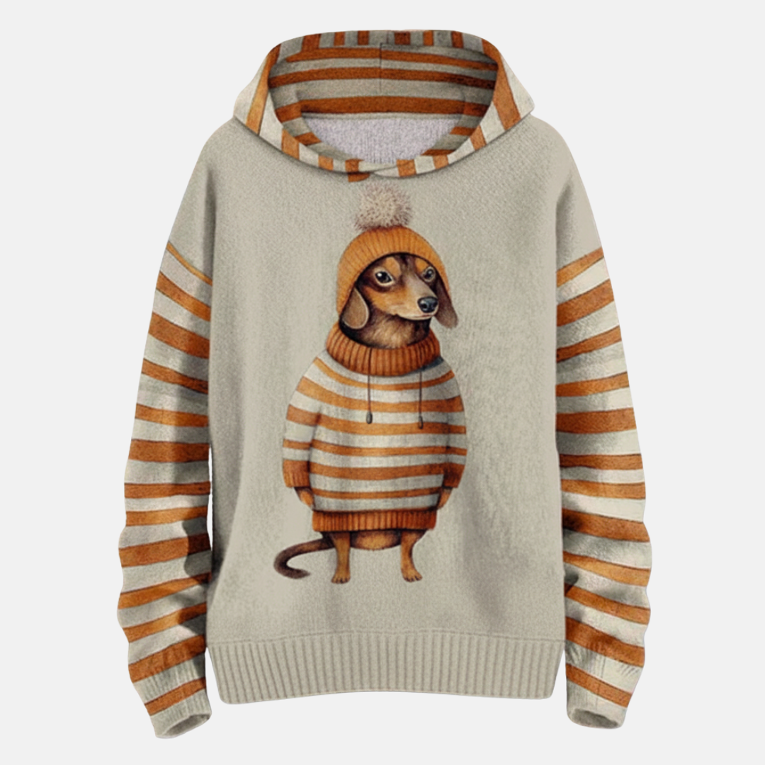 Casual Women's Hoodie with Fun Dog Graphic