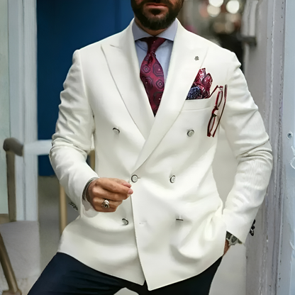 Slim Fit Men's Navy Blue Double Breasted Blazer Jacket