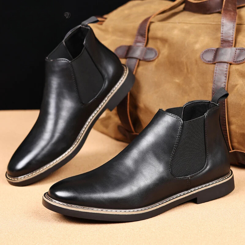 Trendy Mens Black Vegan Ankle Boots - OutfitLondon