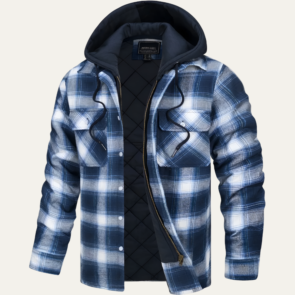Warm Plaid Button Down Flannel Jacket for Men