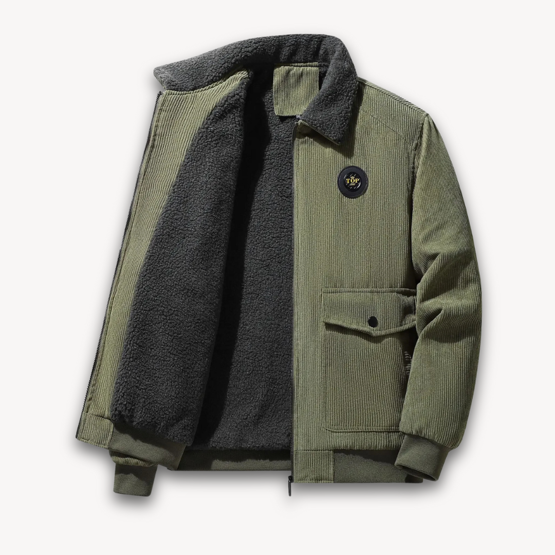 Men's Fleece Lined Quilted Jacket - Warm Casual Parka Coat